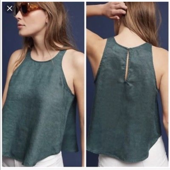 Anthropologie Tops - Maeve Anthropologie green linen tank top Anthropologie Tops - Maeve Anthropologie green linen tank top